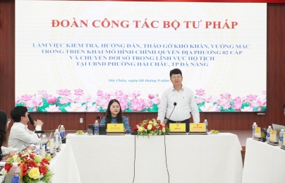 Đoàn công tác Bộ Tư pháp làm việc với UBND phường Hải Châu