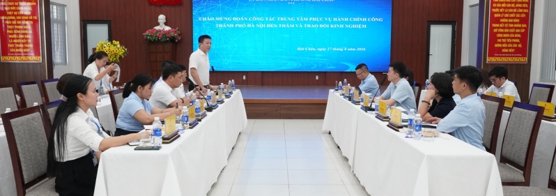 TRUNG TÂM PHỤC VỤ HÀNH CHÍNH CÔNG THÀNH PHỐ HÀ NỘI TRAO ĐỔI KINH NGHIỆM TẠI PHƯỜNG HẢI CHÂU