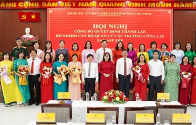 Hải châu công bố quyết định thành lập tổ chức, bổ nhiệm cán bộ quản lý các trường công lập trên địa bàn phường sau sắp xếp